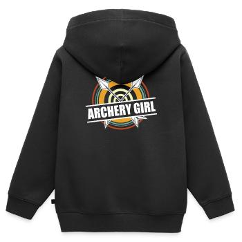 Archers arc-en-ciel flécheau arc-en-ciel - Sweat Premium à capuche zippé enfant bio - noir - Dos - AI Model Kid Male (0cm)