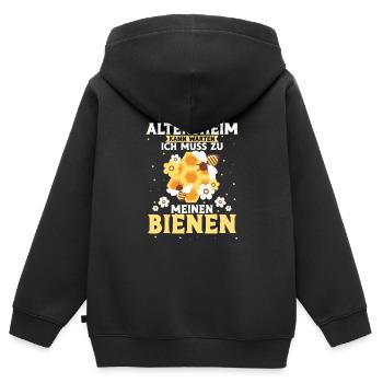 Altersheim kann warten ich muss zu meinen Bienen - Kinder Premium Organic Zip Hoodie - Schwarz - Hinten - AI Model Kid Male (0cm)