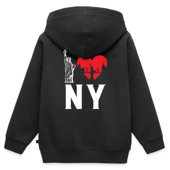 I Love NY New York - Kinder Premium Organic Zip Hoodie - Schwarz - Hinten - AI Model Kid Male (0cm)