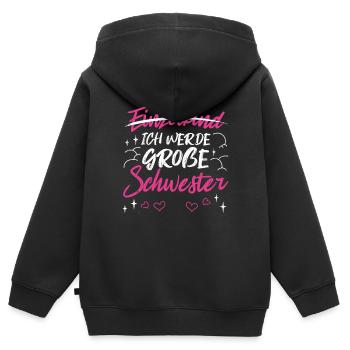 Einzelkind Große Schwester Herz - Kinder Premium Organic Zip Hoodie - Schwarz - Hinten - AI Model Kid Male (0cm)