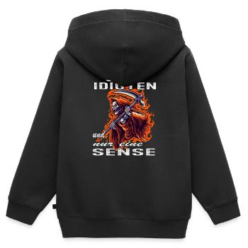 So viele Idioten und nur eine Sense Halloween - Kinder Premium Organic Zip Hoodie - Schwarz - Hinten - AI Model Kid Male (0cm)