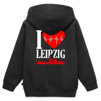 Leipzig - Sweat Premium à capuche zippé enfant bio - noir - Dos - AI Model Kid Male (0cm)
