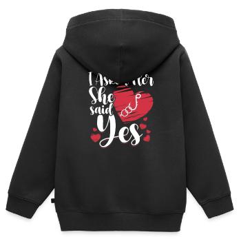 Passendes Paar Verlobungsgeschenke Ideen für einen - Kinder Premium Organic Zip Hoodie - Schwarz - Hinten - AI Model Kid Male (0cm)