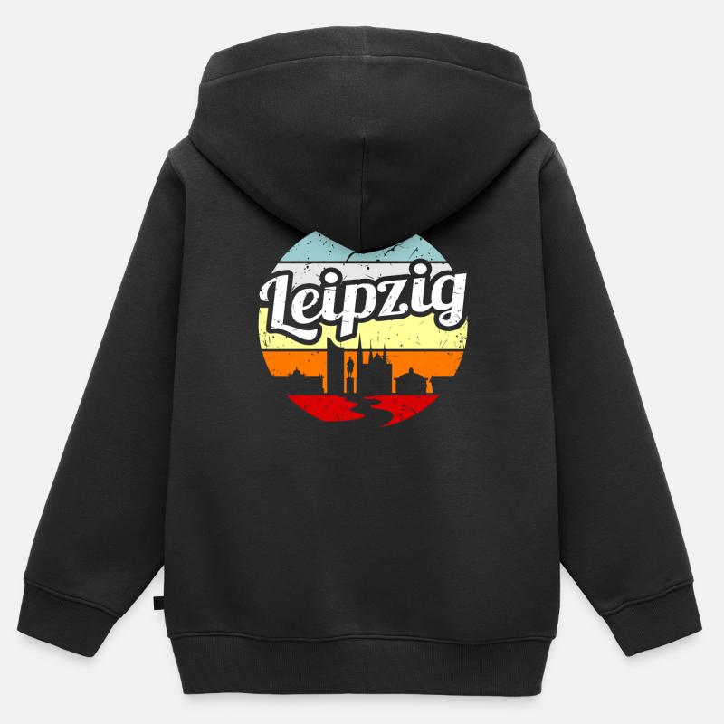 Leipzig - Kinder Premium Organic Zip Hoodie - Schwarz