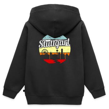 Stuttgart - Sweat Premium à capuche zippé enfant bio - noir - Dos - AI Model Kid Male (0cm)
