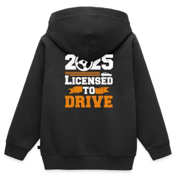 Licensed To Drive 2025 Drivers Permit Passed Teen - Kids Premium Organic Zip-up Hoodie - black - Back - AI Model Kid Male (0cm)