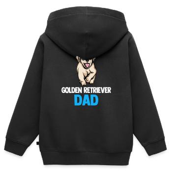Golden-Retriever | Golden Retriever - Kinder Premium Organic Zip Hoodie - Schwarz - Hinten - AI Model Kid Male (0cm)