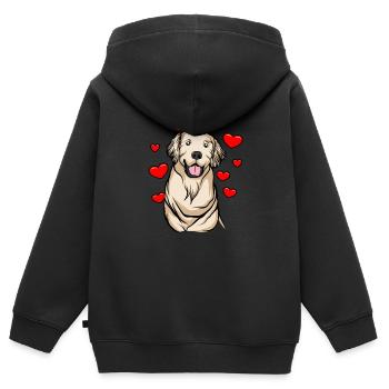 Golden-Retriever | Golden Retriever - Kinder Premium Organic Zip Hoodie - Schwarz - Hinten - AI Model Kid Male (0cm)