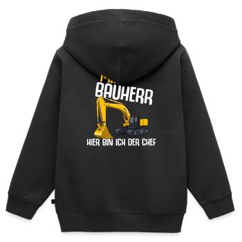 Bagger Kinder Bauherr Baustelle Junge Spruch - Kinder Premium Organic Zip Hoodie - Schwarz - Hinten - AI Model Kid Male (0cm)