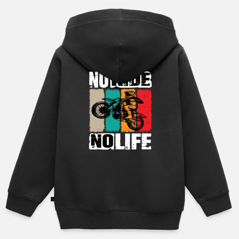 Motocross No Ride No Life Motocross Machine - Sweat Premium à capuche zippé enfant bio - noir