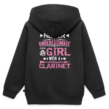 klarinette - Kinder Premium Organic Zip Hoodie - Schwarz - Hinten - AI Model Kid Male (0cm)