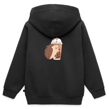 Bubble Tea Hérissons - Sweat Premium à capuche zippé enfant bio - noir - Dos - AI Model Kid Male (0cm)
