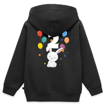 2. Geburtstag Kindergeburtstag 2 Jahre Hase - Kinder Premium Organic Zip Hoodie - Schwarz - Hinten - AI Model Kid Male (0cm)