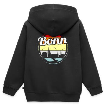 Bonn - Kinder Premium Organic Zip Hoodie - Schwarz - Hinten - AI Model Kid Male (0cm)
