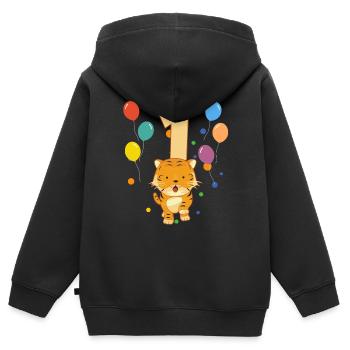 1. Geburtstag Kindergeburtstag 1 Jahre Tiger - Kinder Premium Organic Zip Hoodie - Schwarz - Hinten - AI Model Kid Male (0cm)