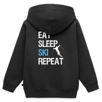 Eat Sleep Ski Repeat Skifahrer Shirt Geschenkidee - Kinder Premium Organic Zip Hoodie - Schwarz - Hinten - AI Model Kid Male (0cm)