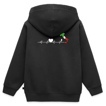 Herzschlag Herzlinie Herzfrequenz Italien Stiefel - Kinder Premium Organic Zip Hoodie - Schwarz - Hinten - AI Model Kid Male (0cm)
