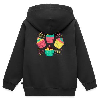Cupcakes - Sweat Premium à capuche zippé enfant bio - noir - Dos - AI Model Kid Male (0cm)