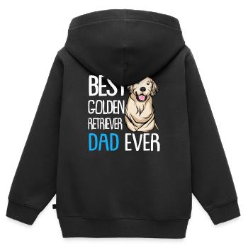 Golden-Retriever | Golden Retriever - Kinder Premium Organic Zip Hoodie - Schwarz - Hinten - AI Model Kid Male (0cm)