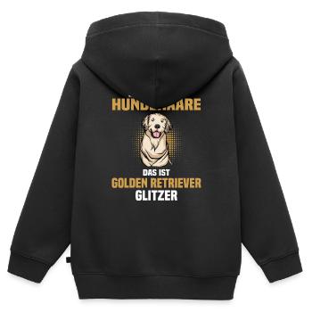 Golden-Retriever | Golden Retriever - Kinder Premium Organic Zip Hoodie - Schwarz - Hinten - AI Model Kid Male (0cm)