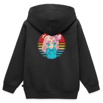 Anime - Sweat Premium à capuche zippé enfant bio - noir - Dos - AI Model Kid Male (0cm)
