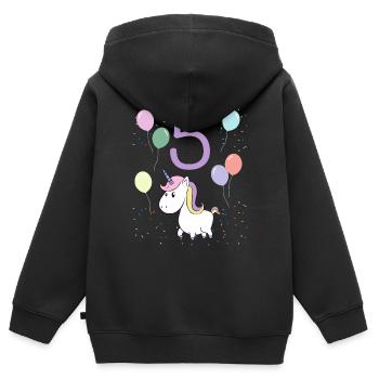 5. Geburtstag Kindergeburtstag 5 Jahre Einhorn - Kinder Premium Organic Zip Hoodie - Schwarz - Hinten - AI Model Kid Male (0cm)