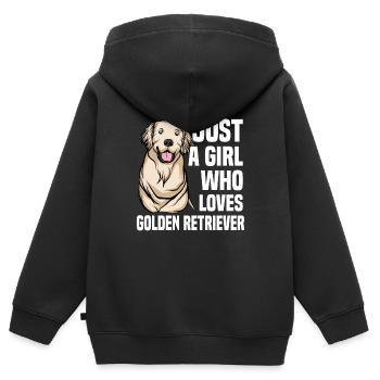 Golden-Retriever | Golden Retriever - Kinder Premium Organic Zip Hoodie - Schwarz - Hinten - AI Model Kid Male (0cm)
