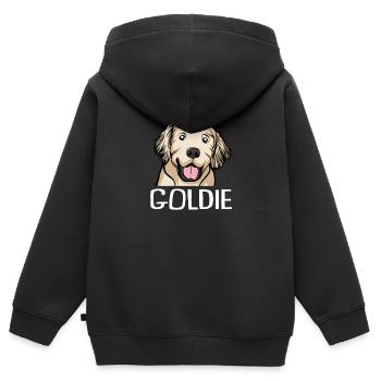 Golden-Retriever | Golden Retriever - Kinder Premium Organic Zip Hoodie - Schwarz - Hinten - AI Model Kid Male (0cm)