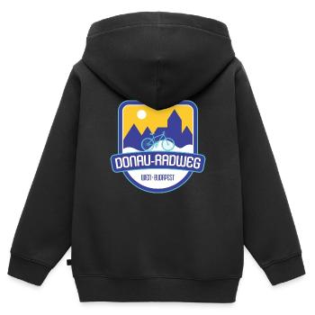 Donau-Radweg - Wien - Budapest - Kinder Premium Organic Zip Hoodie - Schwarz - Hinten - AI Model Kid Male (0cm)