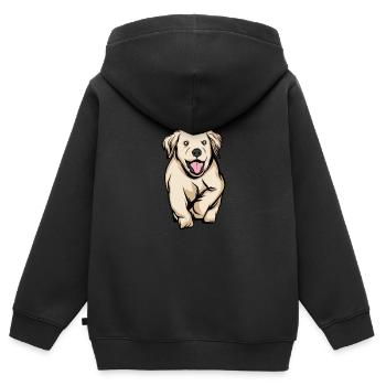 Golden-Retriever | Golden Retriever - Kinder Premium Organic Zip Hoodie - Schwarz - Hinten - AI Model Kid Male (0cm)