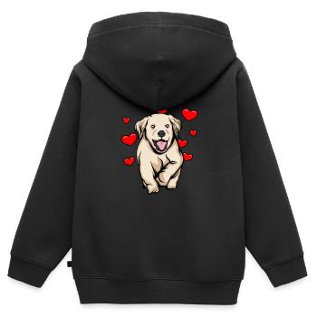 Golden-Retriever | Golden Retriever - Kinder Premium Organic Zip Hoodie - Schwarz - Hinten - AI Model Kid Male (0cm)