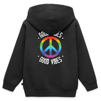 Good Vibes - Sweat Premium à capuche zippé enfant bio - noir - Dos - AI Model Kid Male (0cm)