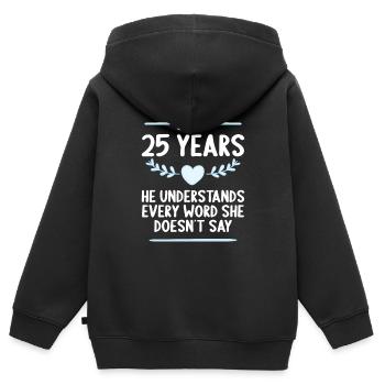25 years married 25th wedding anniversary - Kids Premium Organic Zip-up Hoodie - black - Back - AI Model Kid Male (0cm)