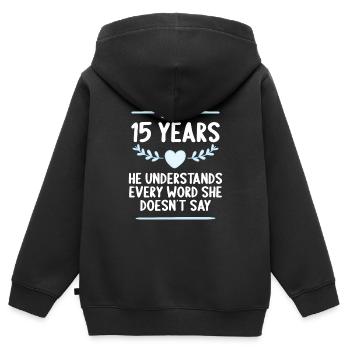 15 years married 15th wedding anniversary - Kids Premium Organic Zip-up Hoodie - black - Back - AI Model Kid Male (0cm)