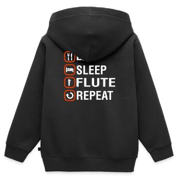 Funny Flute Holiday Present - Kinder Premium Organic Zip Hoodie - Schwarz - Hinten - AI Model Kid Male (0cm)