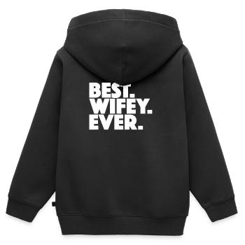Bestes Geschenk für Ehefrauen - Kinder Premium Organic Zip Hoodie - Schwarz - Hinten - AI Model Kid Male (0cm)