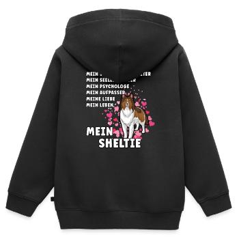 Mein Sheltie Hundehalter Hundeliebhaber - Kinder Premium Organic Zip Hoodie - Schwarz - Hinten - AI Model Kid Male (0cm)