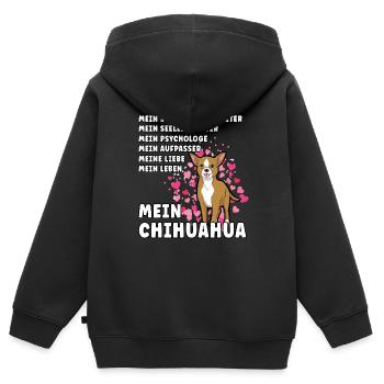Mein Chihuahua Hundehalter Hundeliebhaber - Kinder Premium Organic Zip Hoodie - Schwarz - Hinten - AI Model Kid Male (0cm)