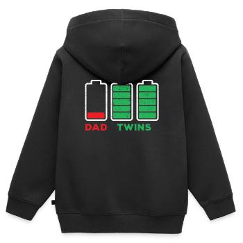 Père de jumeaux Batterie vide papa - Sweat Premium à capuche zippé enfant bio - noir - Dos - AI Model Kid Male (0cm)