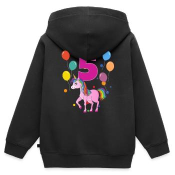 5. Geburtstag Kindergeburtstag 5 Jahre Einhorn - Kinder Premium Organic Zip Hoodie - Schwarz - Hinten - AI Model Kid Male (0cm)