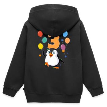 3rd Birthday Children's Birthday 3 Years Penguin - Kids Premium Organic Zip-up Hoodie - black - Back - AI Model Kid Male (0cm)