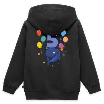 5. Geburtstag Kindergeburtstag 5 Jahre Wal - Kinder Premium Organic Zip Hoodie - Schwarz - Hinten - AI Model Kid Male (0cm)