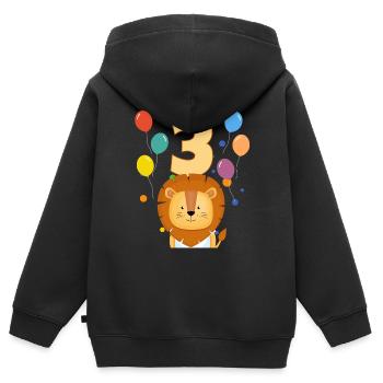 3rd birthday children's birthday 3 years lion - Kids Premium Organic Zip-up Hoodie - black - Back - AI Model Kid Male (0cm)