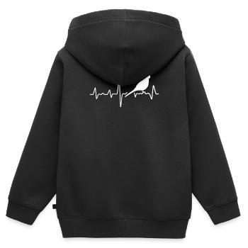 Wellensittich Herzschlag EKG Wellensittiche - Kinder Premium Organic Zip Hoodie - Schwarz - Hinten - AI Model Kid Male (0cm)
