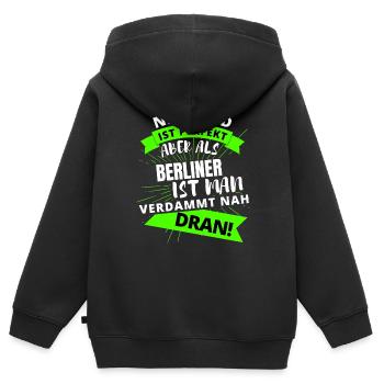 Berlin , Berliner , Hauptstadt, BERLIN Deutschland - Kinder Premium Organic Zip Hoodie - Schwarz - Hinten - AI Model Kid Male (0cm)