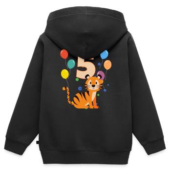 5. Geburtstag Kindergeburtstag 5 Jahre Tiger - Kinder Premium Organic Zip Hoodie - Schwarz - Hinten - AI Model Kid Male (0cm)