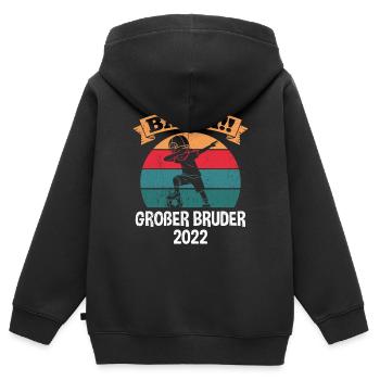 Bääm Großer Bruder 2022 Brüder Geschenkidee - Kinder Premium Organic Zip Hoodie - Schwarz - Hinten - AI Model Kid Male (0cm)