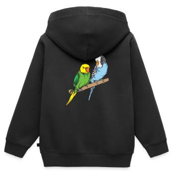 Perruche - Sweat Premium à capuche zippé enfant bio - noir - Dos - AI Model Kid Male (0cm)