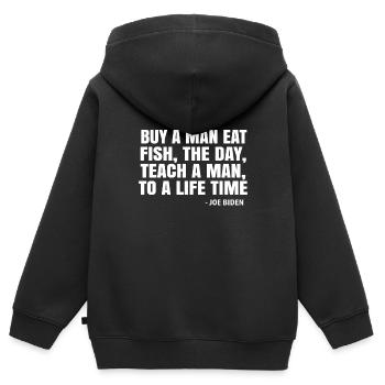 Joe Biden - Sweat Premium à capuche zippé enfant bio - noir - Dos - AI Model Kid Male (0cm)