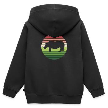 Nashorn tier Afrika Dickhäuter African Wildlife - Kinder Premium Organic Zip Hoodie - Schwarz - Hinten - AI Model Kid Male (0cm)